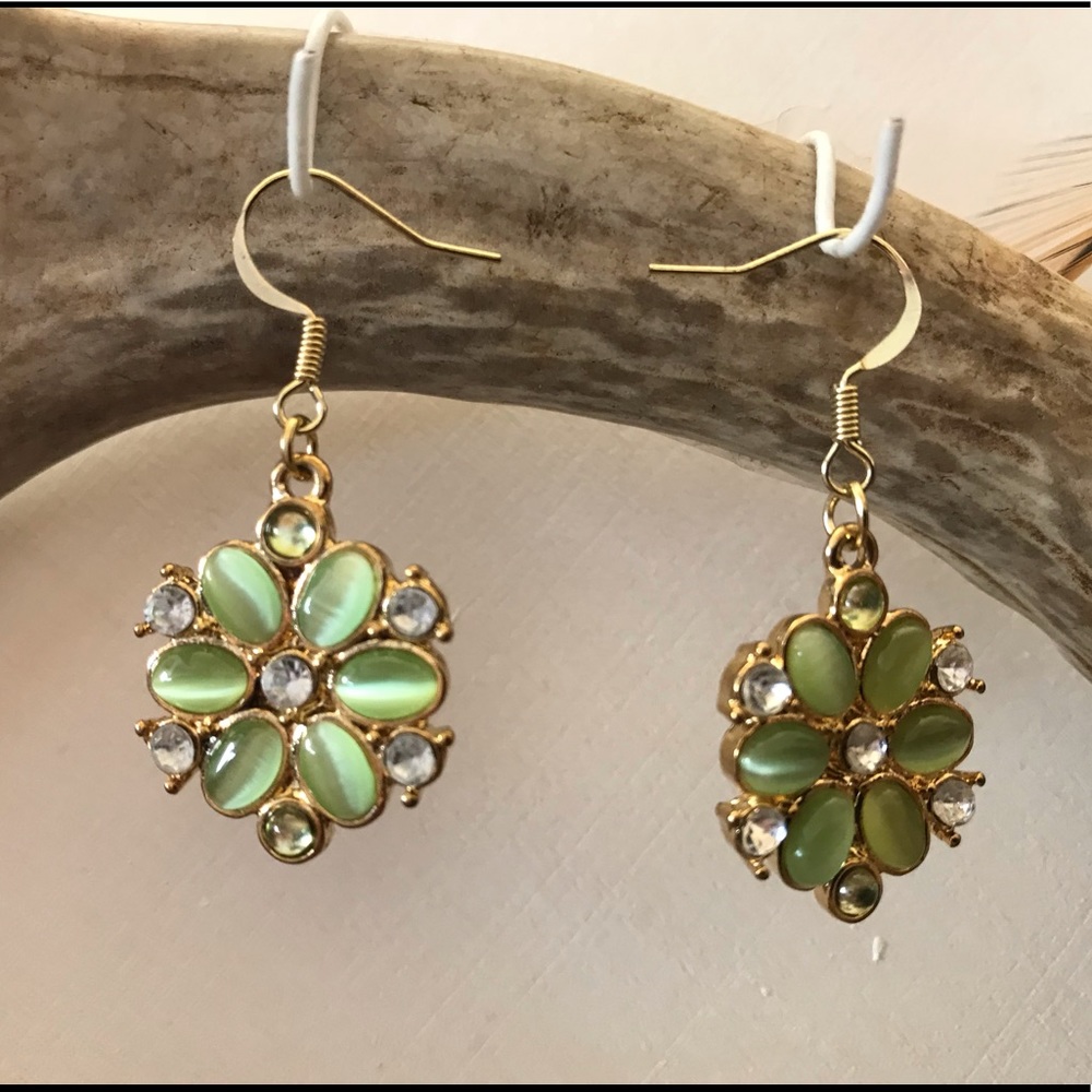 Peridot and diamond flower earrings